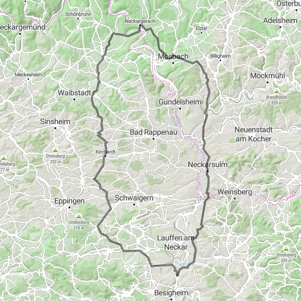 Karten-Miniaturansicht der Radinspiration "Historische Entdeckungstour durch die Region" in Stuttgart, Germany. Erstellt vom Tarmacs.app-Routenplaner für Radtouren
