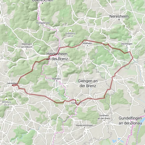 Karten-Miniaturansicht der Radinspiration "Gravelpiste rund um Gerstetten" in Stuttgart, Germany. Erstellt vom Tarmacs.app-Routenplaner für Radtouren