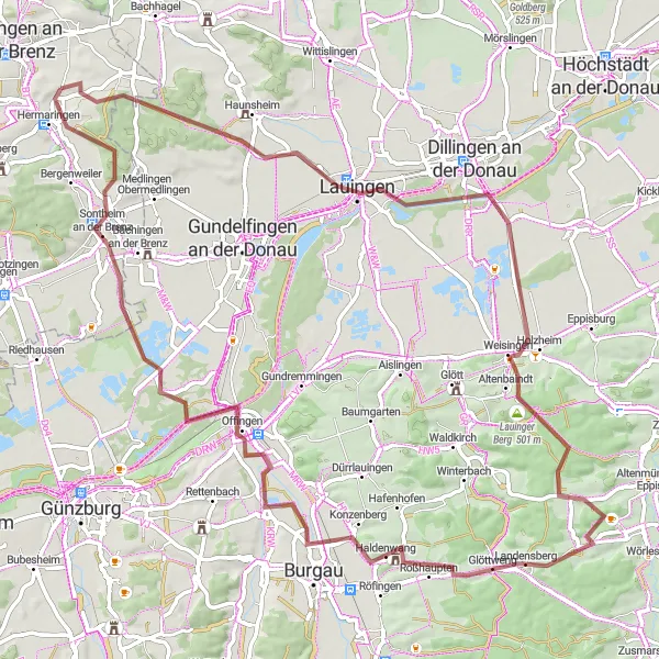 Karten-Miniaturansicht der Radinspiration "Rund um Burgau Tour" in Stuttgart, Germany. Erstellt vom Tarmacs.app-Routenplaner für Radtouren