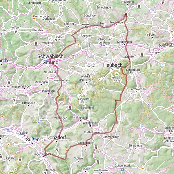 Karten-Miniaturansicht der Radinspiration "Gravelabenteuer durch herrliche Natur" in Stuttgart, Germany. Erstellt vom Tarmacs.app-Routenplaner für Radtouren