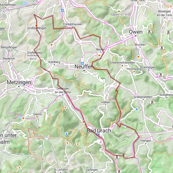 Karten-Miniaturansicht der Radinspiration "Abenteuerliche Geigersbühl Route" in Stuttgart, Germany. Erstellt vom Tarmacs.app-Routenplaner für Radtouren