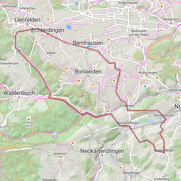 Karten-Miniaturansicht der Radinspiration "Gravel Abenteuer zur Eselsmühle" in Stuttgart, Germany. Erstellt vom Tarmacs.app-Routenplaner für Radtouren