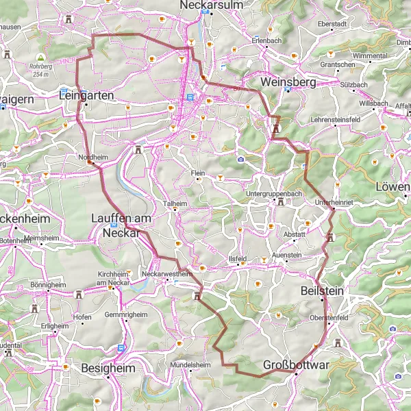 Karten-Miniaturansicht der Radinspiration "Gravel Abenteuer rund um Großbottwar" in Stuttgart, Germany. Erstellt vom Tarmacs.app-Routenplaner für Radtouren