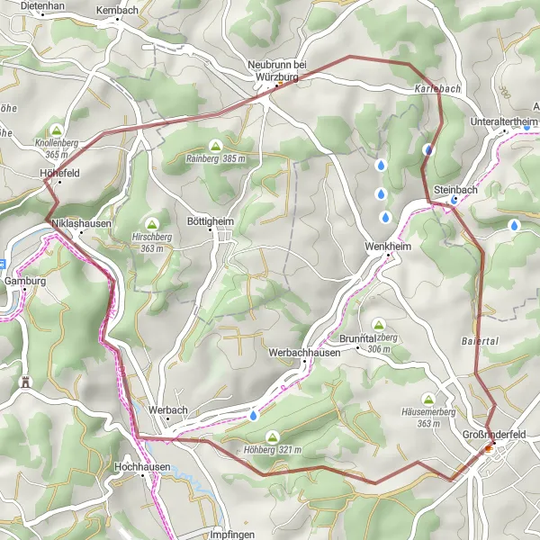 Map miniature of "Baiertal Gravel Loop" cycling inspiration in Stuttgart, Germany. Generated by Tarmacs.app cycling route planner