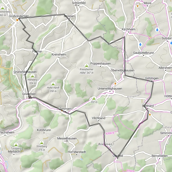 Karten-Miniaturansicht der Radinspiration "Gemütliche Fahrt durch idyllische Ortschaften" in Stuttgart, Germany. Erstellt vom Tarmacs.app-Routenplaner für Radtouren
