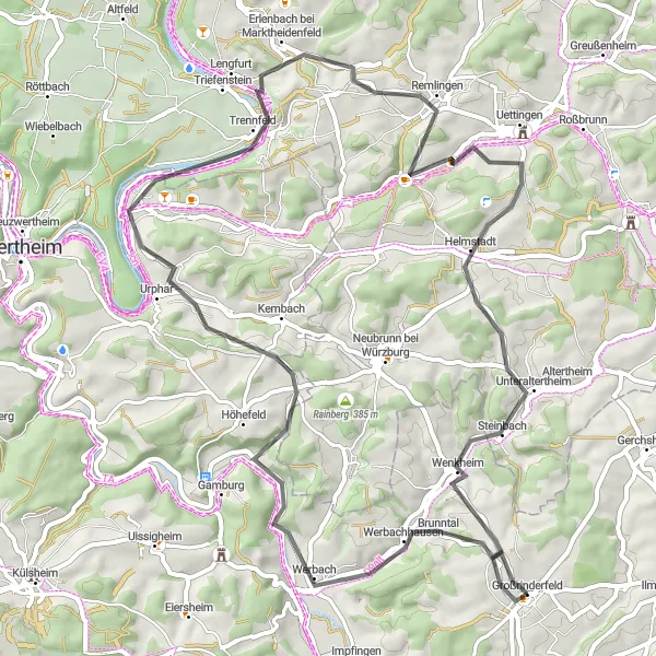 Karten-Miniaturansicht der Radinspiration "Herausfordernde Runde durch die hügelige Landschaft" in Stuttgart, Germany. Erstellt vom Tarmacs.app-Routenplaner für Radtouren