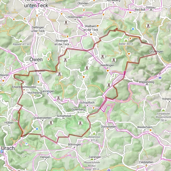 Karten-Miniaturansicht der Radinspiration "Abenteuerliche Tour zu Ruine Reußenstein" in Stuttgart, Germany. Erstellt vom Tarmacs.app-Routenplaner für Radtouren