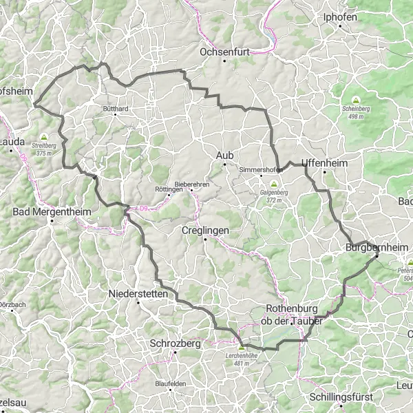 Map miniature of "Hömberg to Zimmern" cycling inspiration in Stuttgart, Germany. Generated by Tarmacs.app cycling route planner