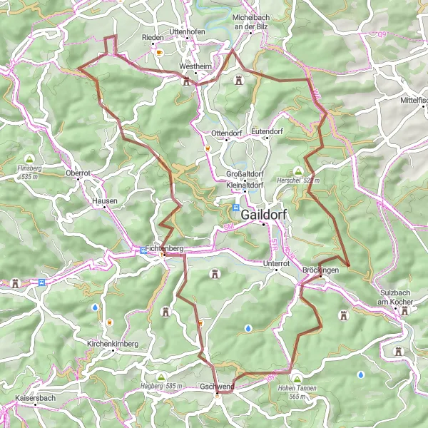 Karten-Miniaturansicht der Radinspiration "Fichtenberg Rundtour" in Stuttgart, Germany. Erstellt vom Tarmacs.app-Routenplaner für Radtouren