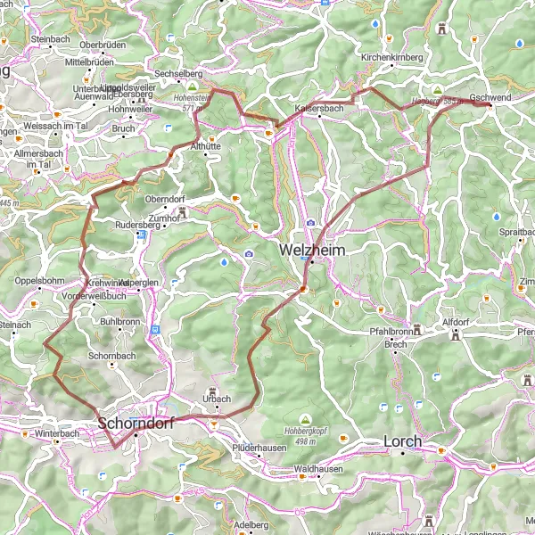 Karten-Miniaturansicht der Radinspiration "Abenteuerliche Schotterwege und Naturpfade" in Stuttgart, Germany. Erstellt vom Tarmacs.app-Routenplaner für Radtouren