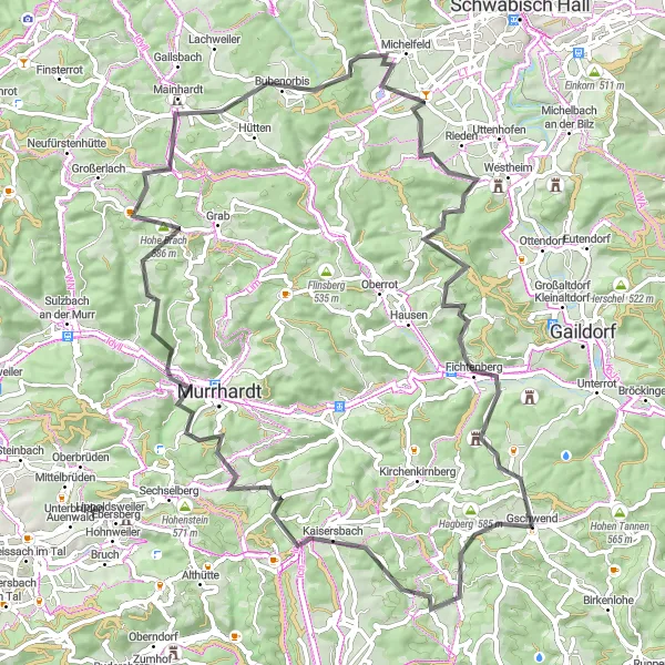 Karten-Miniaturansicht der Radinspiration "Panoramastraße durch die schwäbische Alb" in Stuttgart, Germany. Erstellt vom Tarmacs.app-Routenplaner für Radtouren