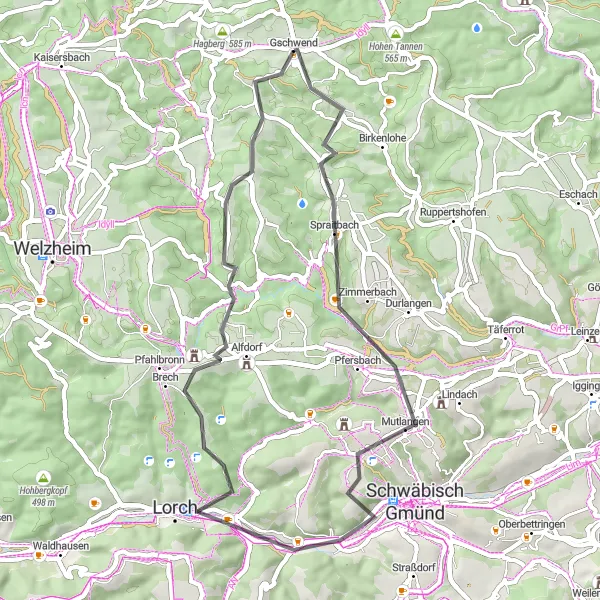 Karten-Miniaturansicht der Radinspiration "Durch grüne Täler und Berge" in Stuttgart, Germany. Erstellt vom Tarmacs.app-Routenplaner für Radtouren