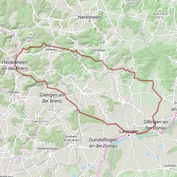 Map miniature of "Brenz Valley Gravel Tour" cycling inspiration in Stuttgart, Germany. Generated by Tarmacs.app cycling route planner