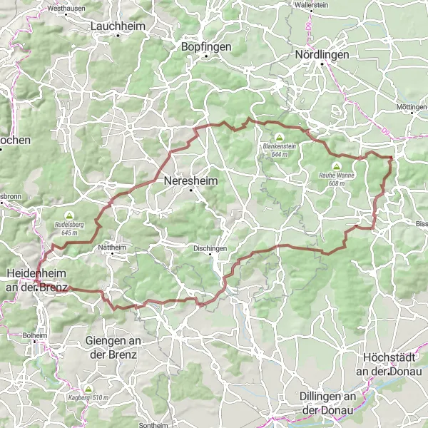 Map miniature of "Legendary Gravel Route" cycling inspiration in Stuttgart, Germany. Generated by Tarmacs.app cycling route planner