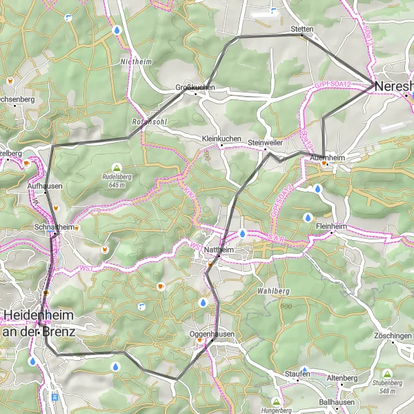 Map miniature of "Heidenheim an der Brenz Road Cycling Route" cycling inspiration in Stuttgart, Germany. Generated by Tarmacs.app cycling route planner