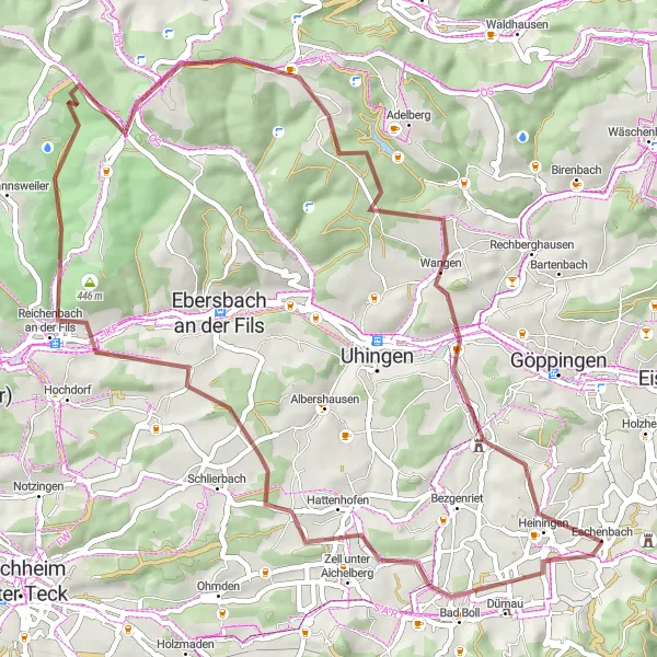 Karten-Miniaturansicht der Radinspiration "Gammelshausen Tour" in Stuttgart, Germany. Erstellt vom Tarmacs.app-Routenplaner für Radtouren