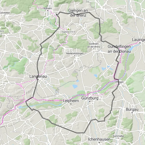 Map miniature of "Herbrechtingen Loop" cycling inspiration in Stuttgart, Germany. Generated by Tarmacs.app cycling route planner