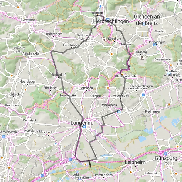 Map miniature of "Exploring the Albuch Region" cycling inspiration in Stuttgart, Germany. Generated by Tarmacs.app cycling route planner