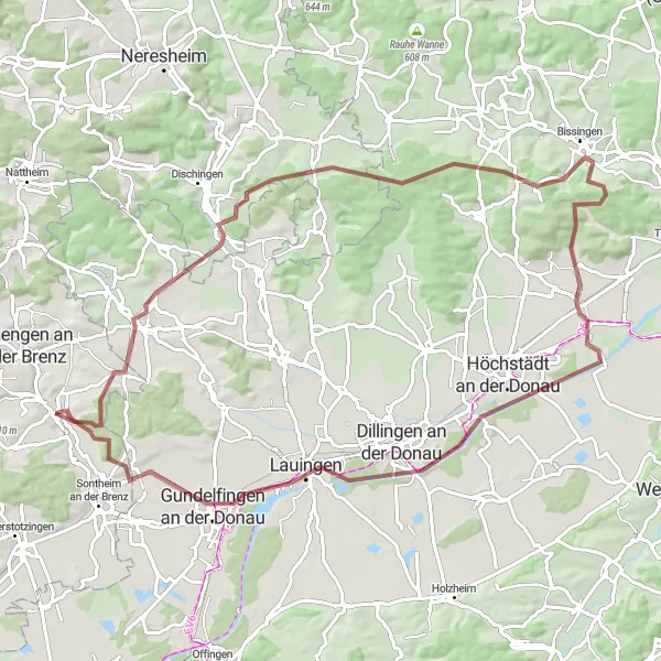 Karten-Miniaturansicht der Radinspiration "Große Graveltour mit Hermaringen" in Stuttgart, Germany. Erstellt vom Tarmacs.app-Routenplaner für Radtouren