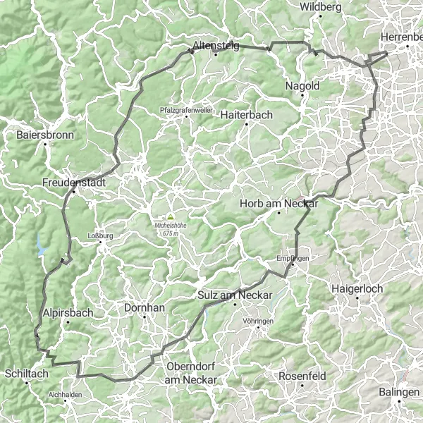 Karten-Miniaturansicht der Radinspiration "Epic Roadtour Gäufelden - Oberjettingen" in Stuttgart, Germany. Erstellt vom Tarmacs.app-Routenplaner für Radtouren