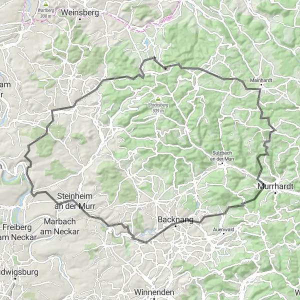 Karten-Miniaturansicht der Radinspiration "Auf den Spuren der Natur" in Stuttgart, Germany. Erstellt vom Tarmacs.app-Routenplaner für Radtouren