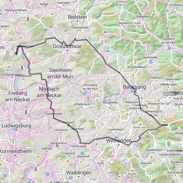 Karten-Miniaturansicht der Radinspiration "Panorama und Kultur Tour" in Stuttgart, Germany. Erstellt vom Tarmacs.app-Routenplaner für Radtouren