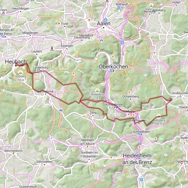 Map miniature of "Gravel Adventure: Albuch Tour" cycling inspiration in Stuttgart, Germany. Generated by Tarmacs.app cycling route planner
