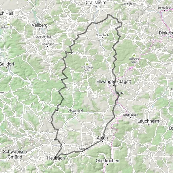 Karten-Miniaturansicht der Radinspiration "Historische Ritterburgen-Radtour" in Stuttgart, Germany. Erstellt vom Tarmacs.app-Routenplaner für Radtouren