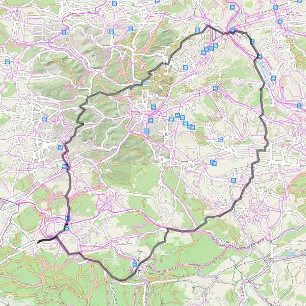 Map miniature of "Hills and Historic Sites" cycling inspiration in Stuttgart, Germany. Generated by Tarmacs.app cycling route planner
