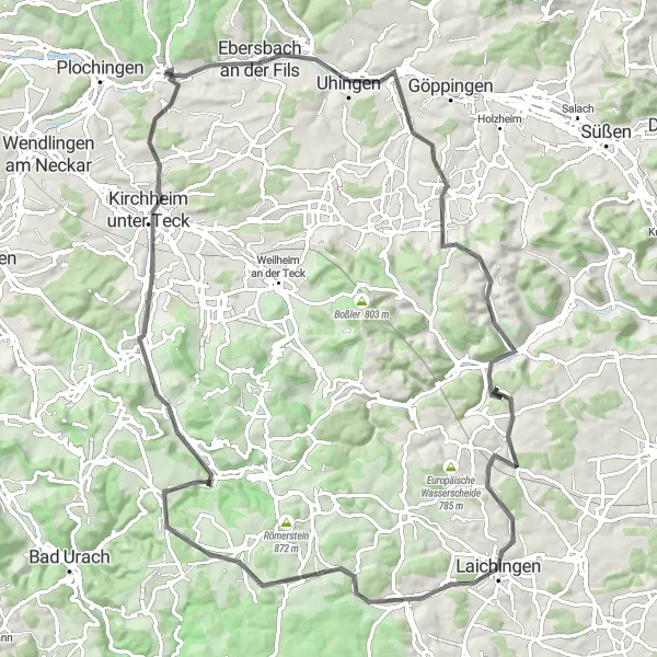 Karten-Miniaturansicht der Radinspiration "Panorama-Rundtour durch das Neckartal" in Stuttgart, Germany. Erstellt vom Tarmacs.app-Routenplaner für Radtouren