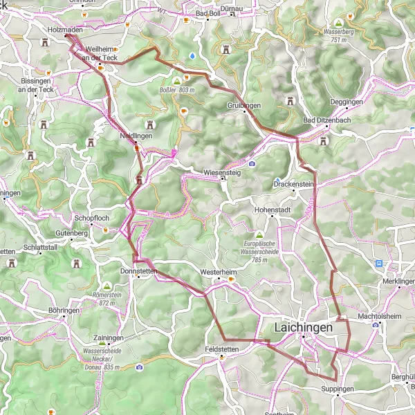 Karten-Miniaturansicht der Radinspiration "Gravel-Tour rund um Holzmaden" in Stuttgart, Germany. Erstellt vom Tarmacs.app-Routenplaner für Radtouren