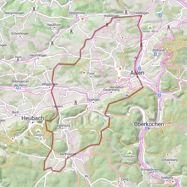 Karten-Miniaturansicht der Radinspiration "Gravel-Abenteuer auf der Schwäbischen Alb" in Stuttgart, Germany. Erstellt vom Tarmacs.app-Routenplaner für Radtouren