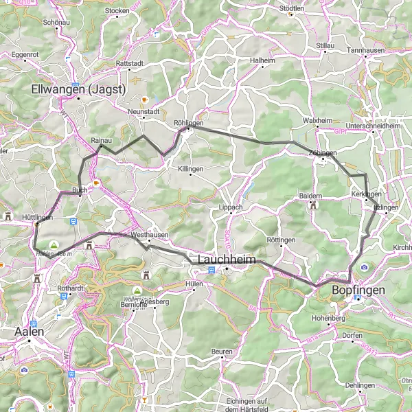 Karten-Miniaturansicht der Radinspiration "Kleine Flucht aus dem Alltag" in Stuttgart, Germany. Erstellt vom Tarmacs.app-Routenplaner für Radtouren
