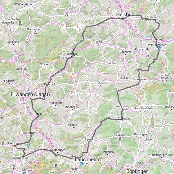 Karten-Miniaturansicht der Radinspiration "Rundtour durch die schwäbische Landschaft" in Stuttgart, Germany. Erstellt vom Tarmacs.app-Routenplaner für Radtouren