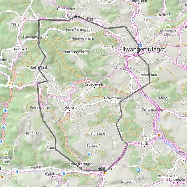Karten-Miniaturansicht der Radinspiration "Burg und Schwabenlandschaft" in Stuttgart, Germany. Erstellt vom Tarmacs.app-Routenplaner für Radtouren
