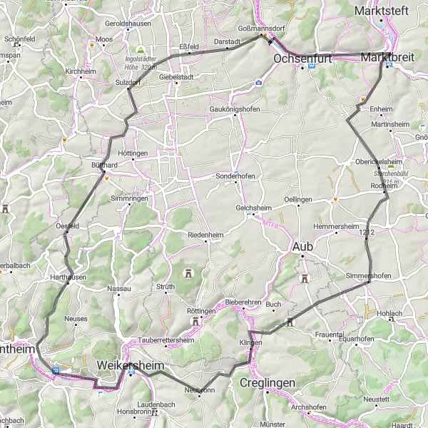 Karten-Miniaturansicht der Radinspiration "Weinland Tour" in Stuttgart, Germany. Erstellt vom Tarmacs.app-Routenplaner für Radtouren