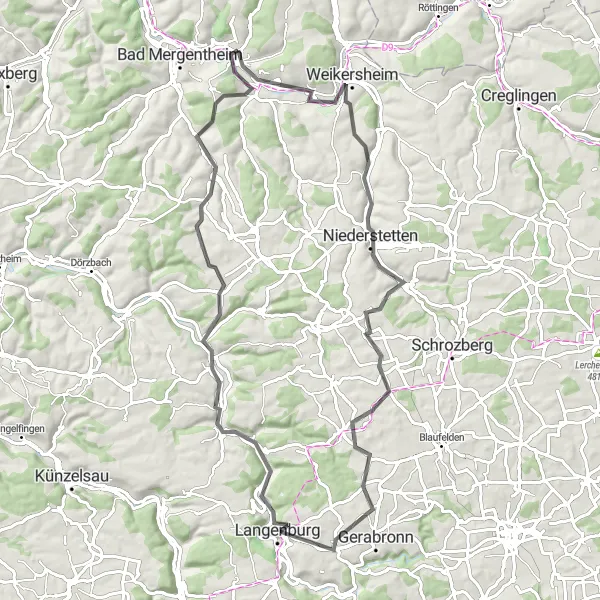 Karten-Miniaturansicht der Radinspiration "Schlösser und Dörfer Tour" in Stuttgart, Germany. Erstellt vom Tarmacs.app-Routenplaner für Radtouren