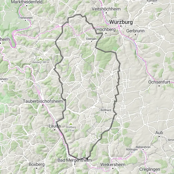 Karten-Miniaturansicht der Radinspiration "Hohenlohe Panoramaweg" in Stuttgart, Germany. Erstellt vom Tarmacs.app-Routenplaner für Radtouren