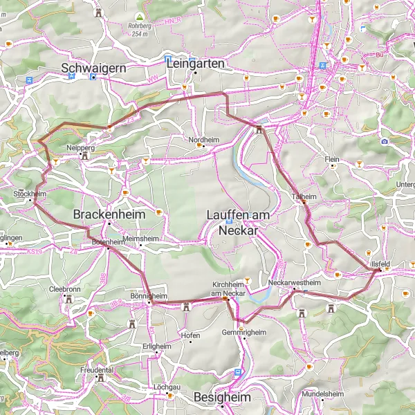Map miniature of "Gemmrigheim Loop" cycling inspiration in Stuttgart, Germany. Generated by Tarmacs.app cycling route planner