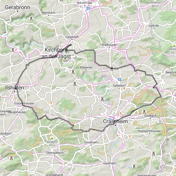 Karten-Miniaturansicht der Radinspiration "Aussichtsturm Sophienberg und Burg Sulz-Route" in Stuttgart, Germany. Erstellt vom Tarmacs.app-Routenplaner für Radtouren