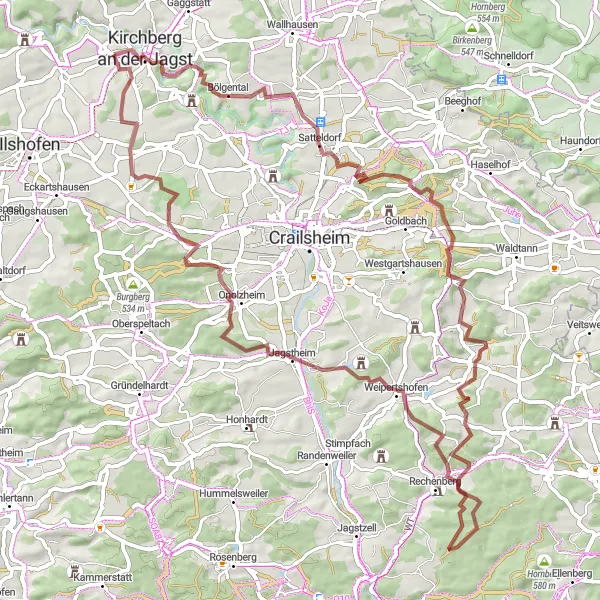 Map miniature of "Gravel Adventure" cycling inspiration in Stuttgart, Germany. Generated by Tarmacs.app cycling route planner