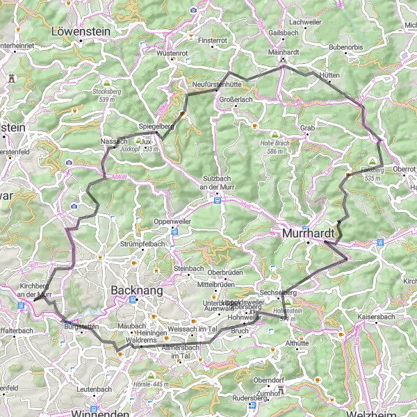 Karten-Miniaturansicht der Radinspiration "Radtour durch das idyllische Nassachtal" in Stuttgart, Germany. Erstellt vom Tarmacs.app-Routenplaner für Radtouren