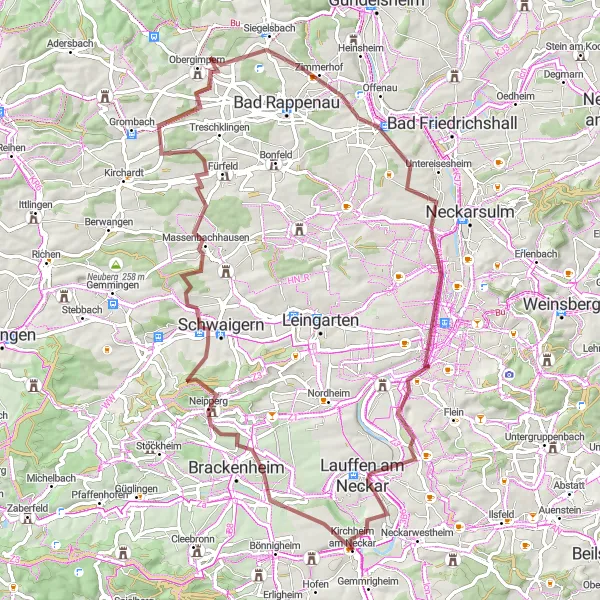 Karten-Miniaturansicht der Radinspiration "Entdeckungstour durch die Natur um Kirchheim am Neckar" in Stuttgart, Germany. Erstellt vom Tarmacs.app-Routenplaner für Radtouren