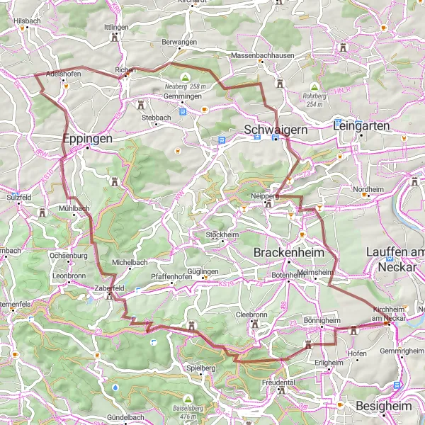 Karten-Miniaturansicht der Radinspiration "Gravelrunde Rotenberg nach Hörnle" in Stuttgart, Germany. Erstellt vom Tarmacs.app-Routenplaner für Radtouren