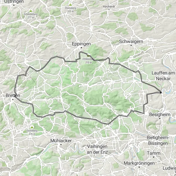 Karten-Miniaturansicht der Radinspiration "Historische Erkundungstour um Kirchheim am Neckar" in Stuttgart, Germany. Erstellt vom Tarmacs.app-Routenplaner für Radtouren