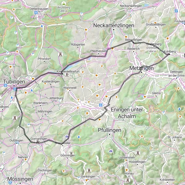 Karten-Miniaturansicht der Radinspiration "Historische Straßen-Tour Stuttgart" in Stuttgart, Germany. Erstellt vom Tarmacs.app-Routenplaner für Radtouren