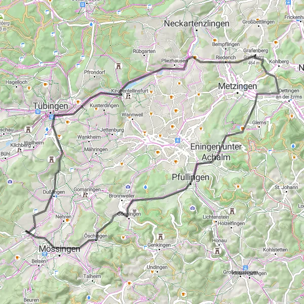 Karten-Miniaturansicht der Radinspiration "Road Tour durch die Schwäbische Alb" in Stuttgart, Germany. Erstellt vom Tarmacs.app-Routenplaner für Radtouren
