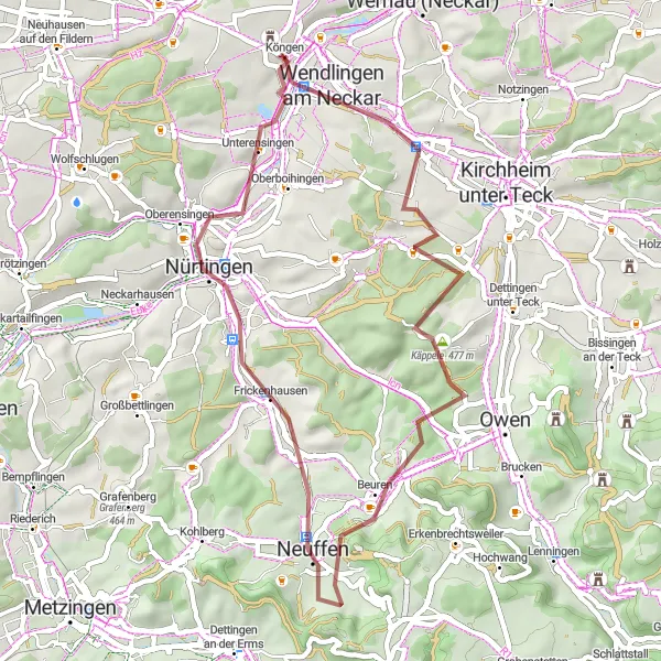 Karten-Miniaturansicht der Radinspiration "Schwäbische Albrunde" in Stuttgart, Germany. Erstellt vom Tarmacs.app-Routenplaner für Radtouren