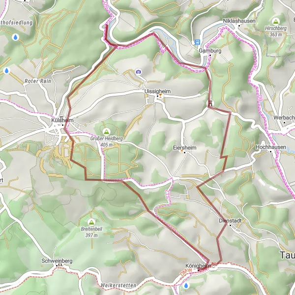 Karten-Miniaturansicht der Radinspiration "Kurze Graveltour durch die Region" in Stuttgart, Germany. Erstellt vom Tarmacs.app-Routenplaner für Radtouren