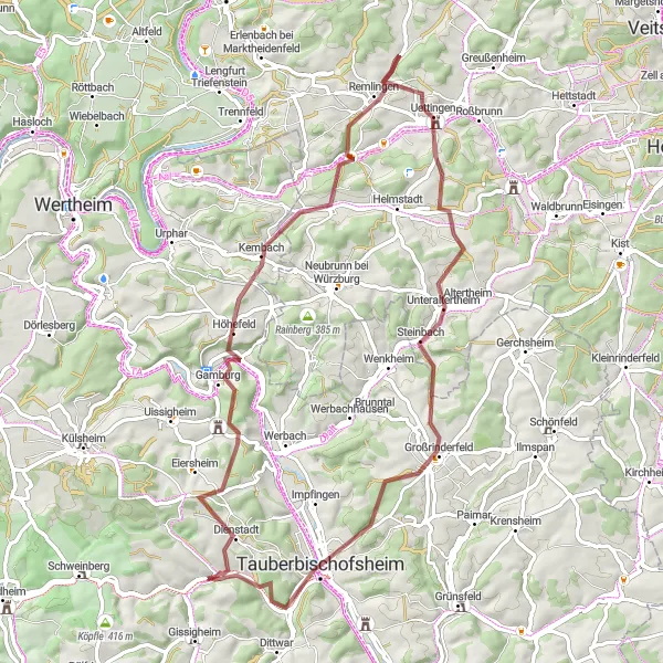 Map miniature of "The Hidden Gems Loop" cycling inspiration in Stuttgart, Germany. Generated by Tarmacs.app cycling route planner
